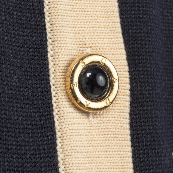 Escada by Margaretha Ley Navy Wool-Knit Bow Button Cardigan - Picture 8 of 12